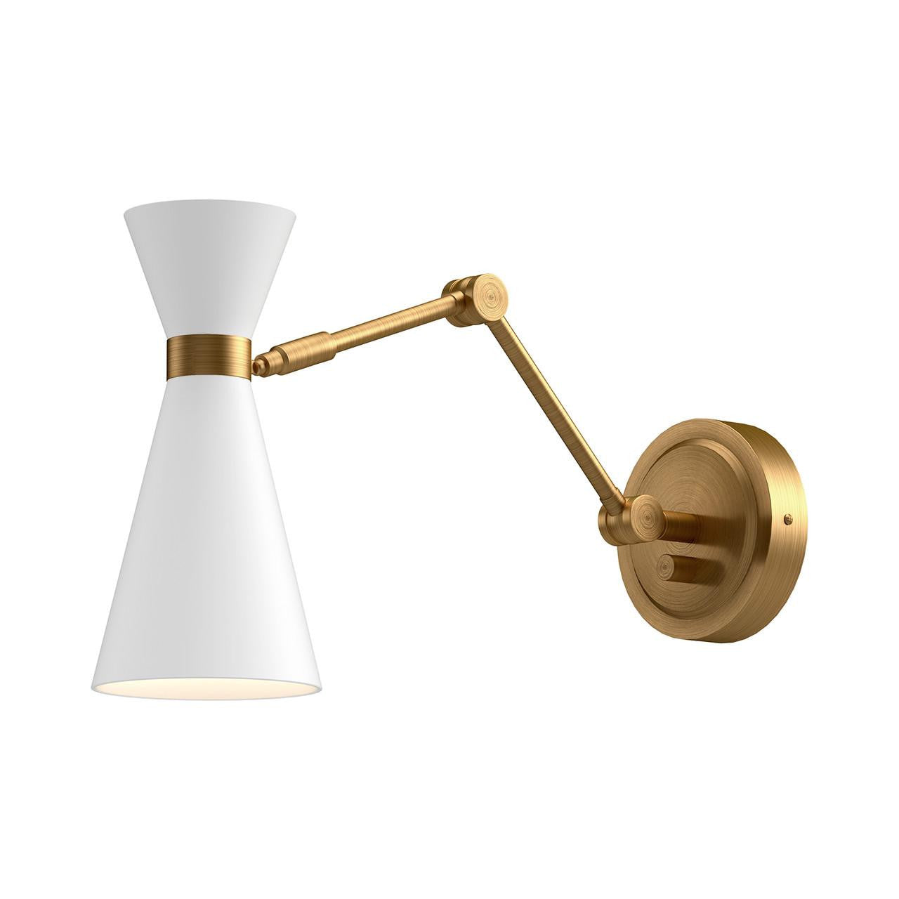 Alora Lighting Blake Wall Sconce, 1-Light, White, Aged Gold, 20"E