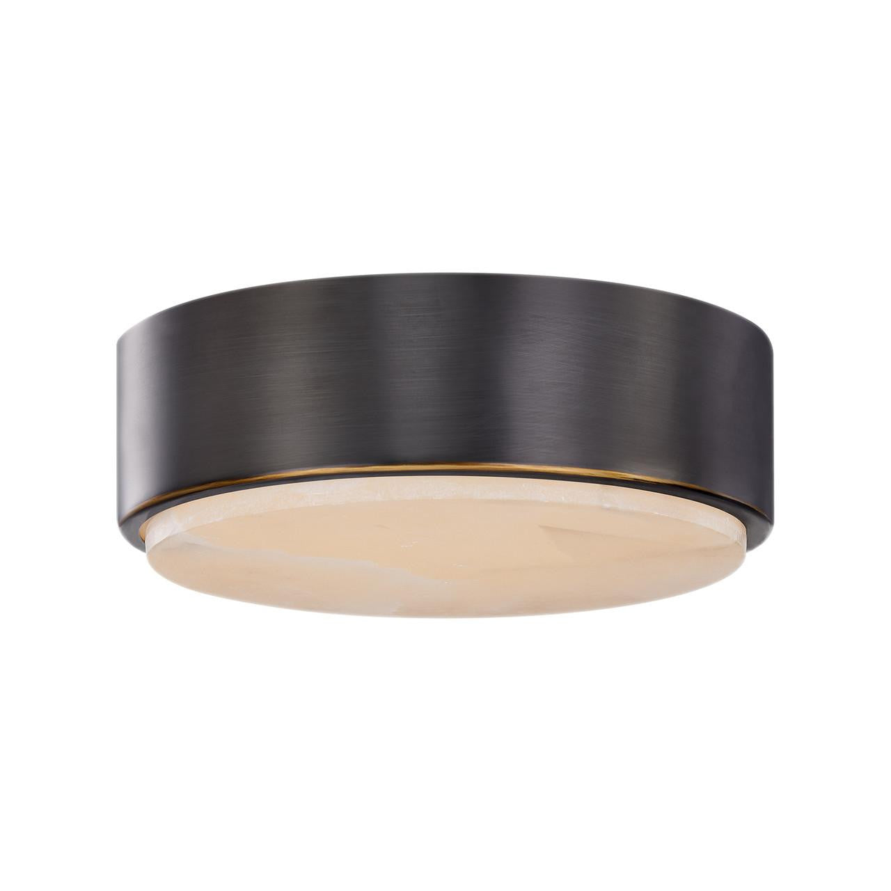 Alora Lighting Blanco 8-in Urban Bronze/Alabaster LED Flush Mount