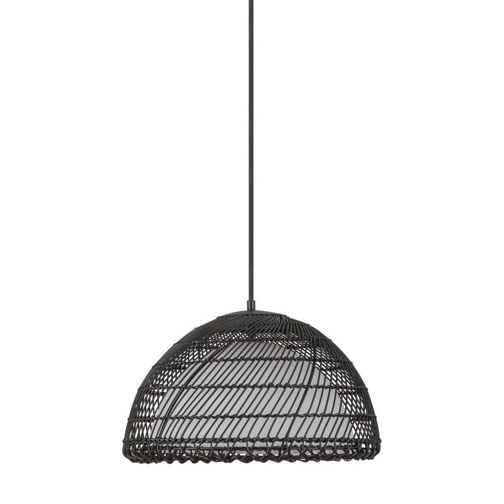Alora Lighting Bondi 16-in Matte Black/Opal Glass 1 Light Pendant