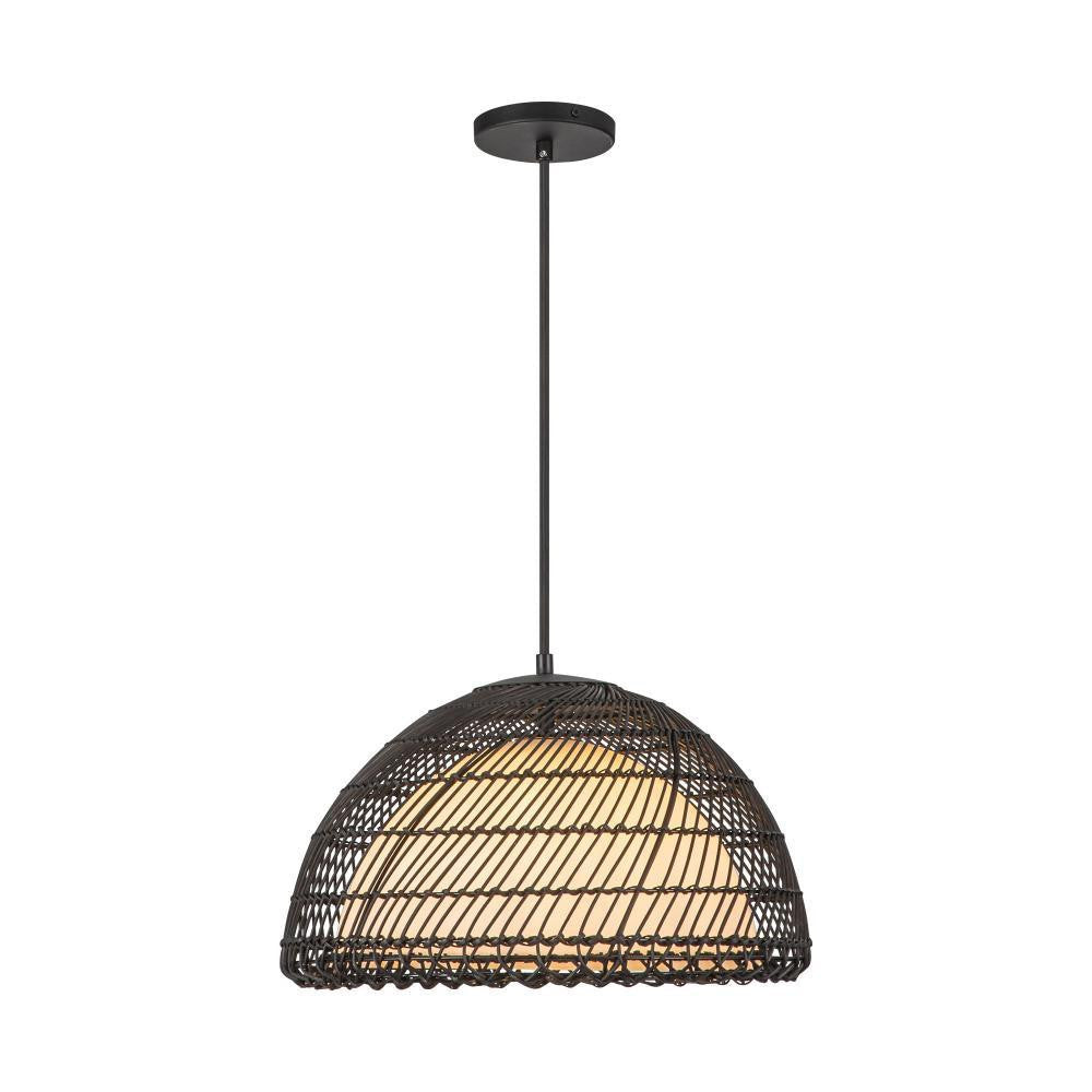 Alora Lighting Bondi 16-in Matte Black/Opal Glass 1 Light Pendant