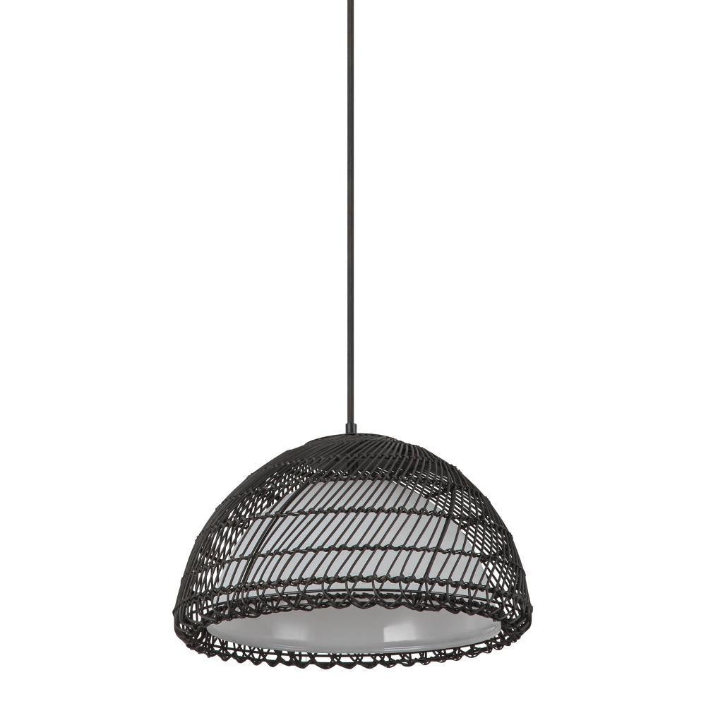 Alora Lighting Bondi 16-in Matte Black/Opal Glass 1 Light Pendant
