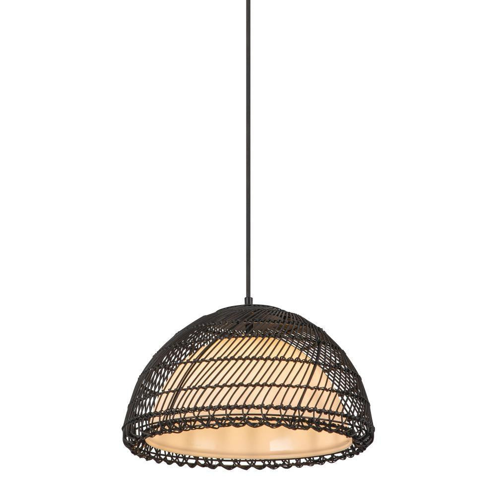 Alora Lighting Bondi 16-in Matte Black/Opal Glass 1 Light Pendant