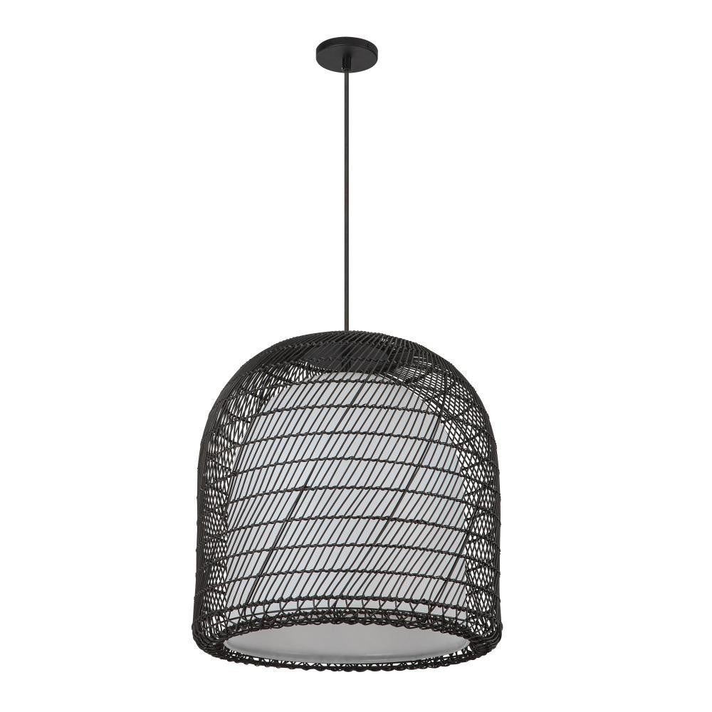 Alora Lighting Bondi 20-in Matte Black/Opal Glass 1 Light Pendant
