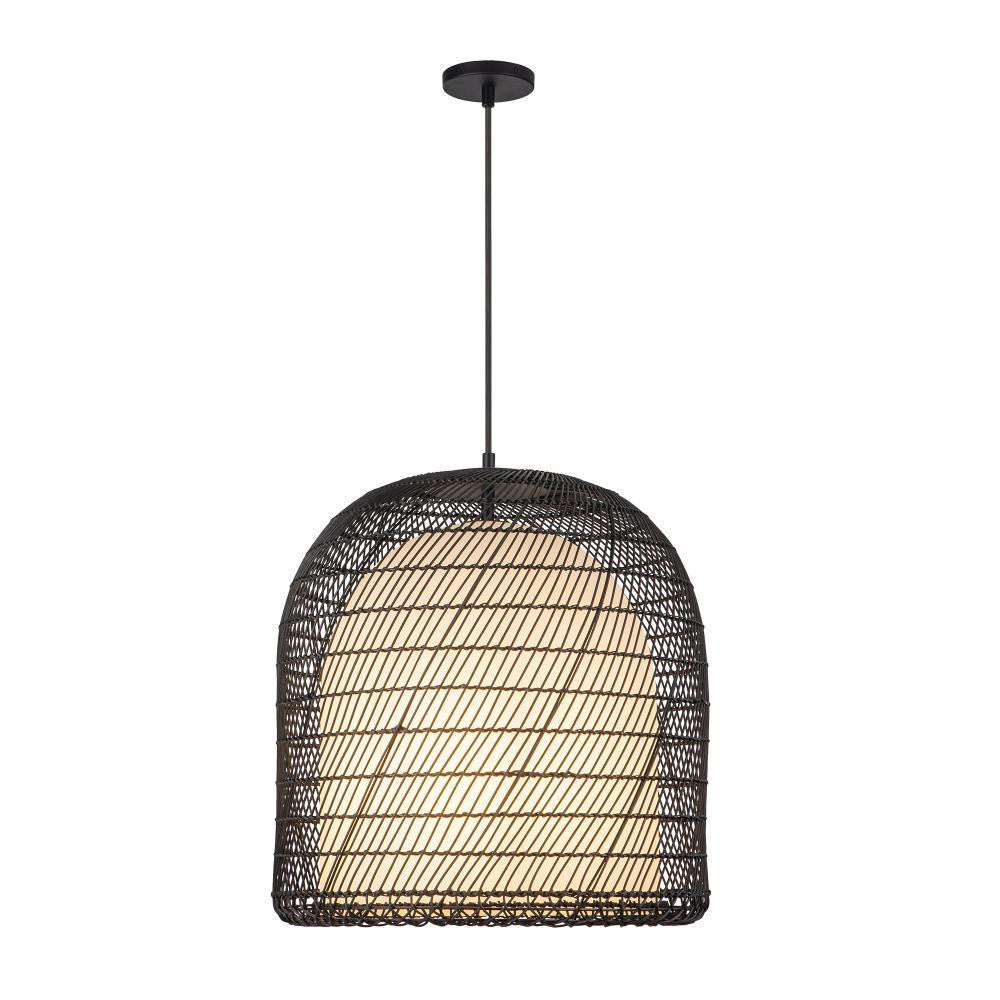 Alora Lighting Bondi 20-in Matte Black/Opal Glass 1 Light Pendant