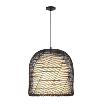 Alora Lighting Bondi 20-in Matte Black/Opal Glass 1 Light Pendant