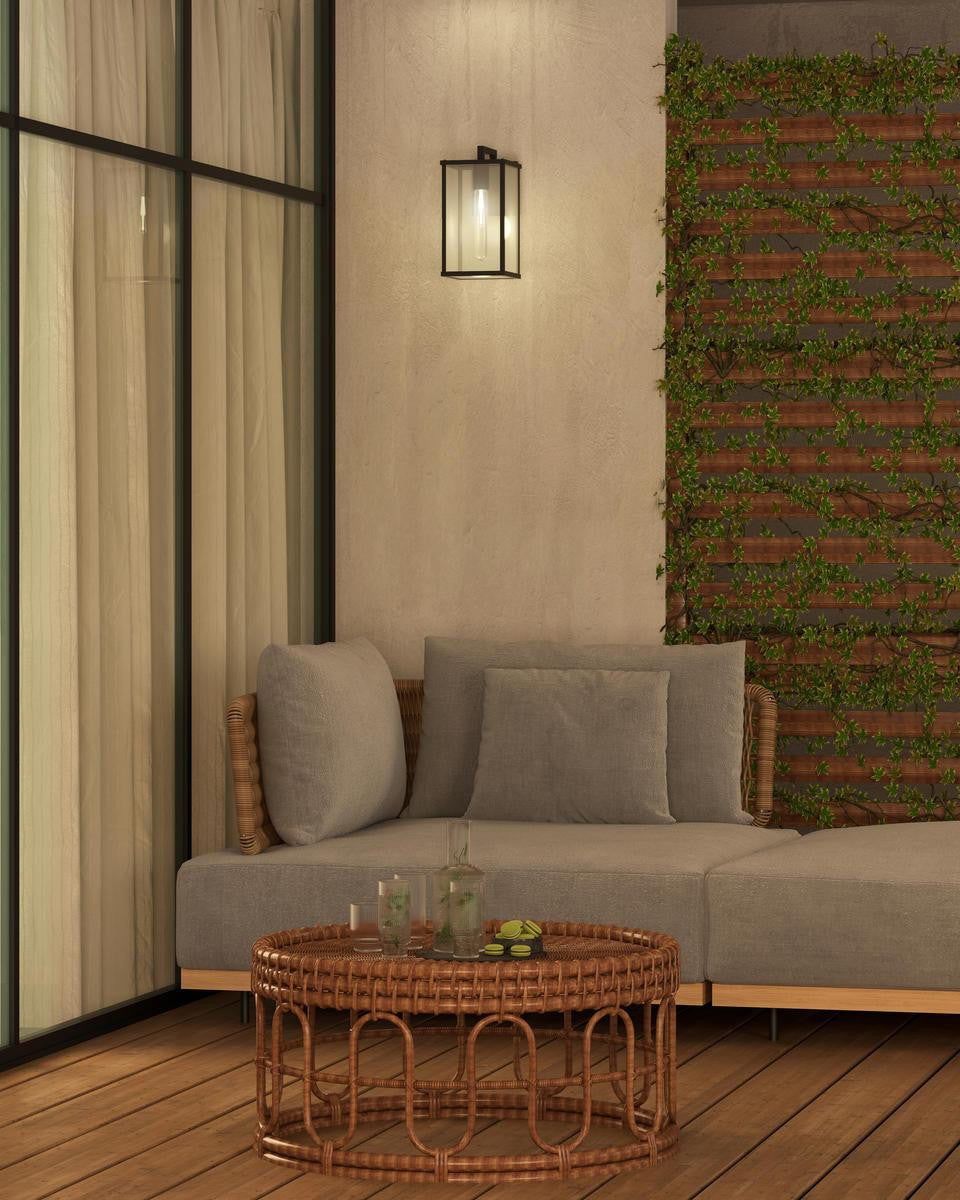 Alora Lighting Brentwood 12-in Clear Glass/Textured Black 1 Light Exterior Wall Sconce EW652505BKCL