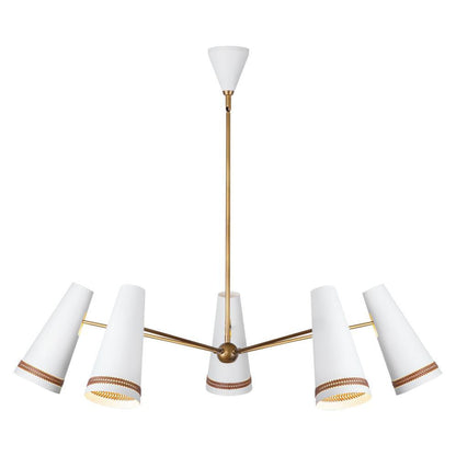 Alora Lighting Brickell Chandelier, 5-Light, Matte White, Hazelnut Leather, 45"D (CH342545MWHL 7072WL0)