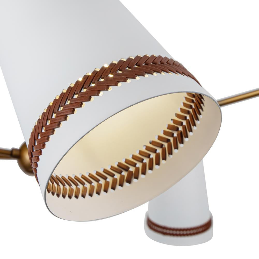 Alora Lighting Brickell Chandelier, 5-Light, Matte White, Hazelnut Leather, 45"D (CH342545MWHL 7072WL0)