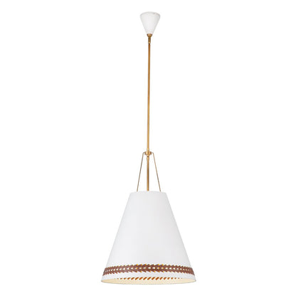 Alora Lighting Brickell Pendant, 3-Light, Matte White, Hazelnut Leather, 28.75"H