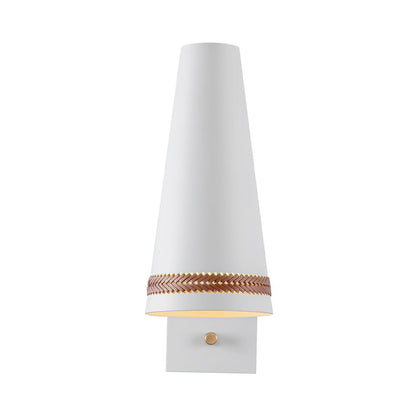 Alora Lighting Brickell Wall/Vanity Light, 1-Light, Matte White, Hazelnut Leather, 29.25"E