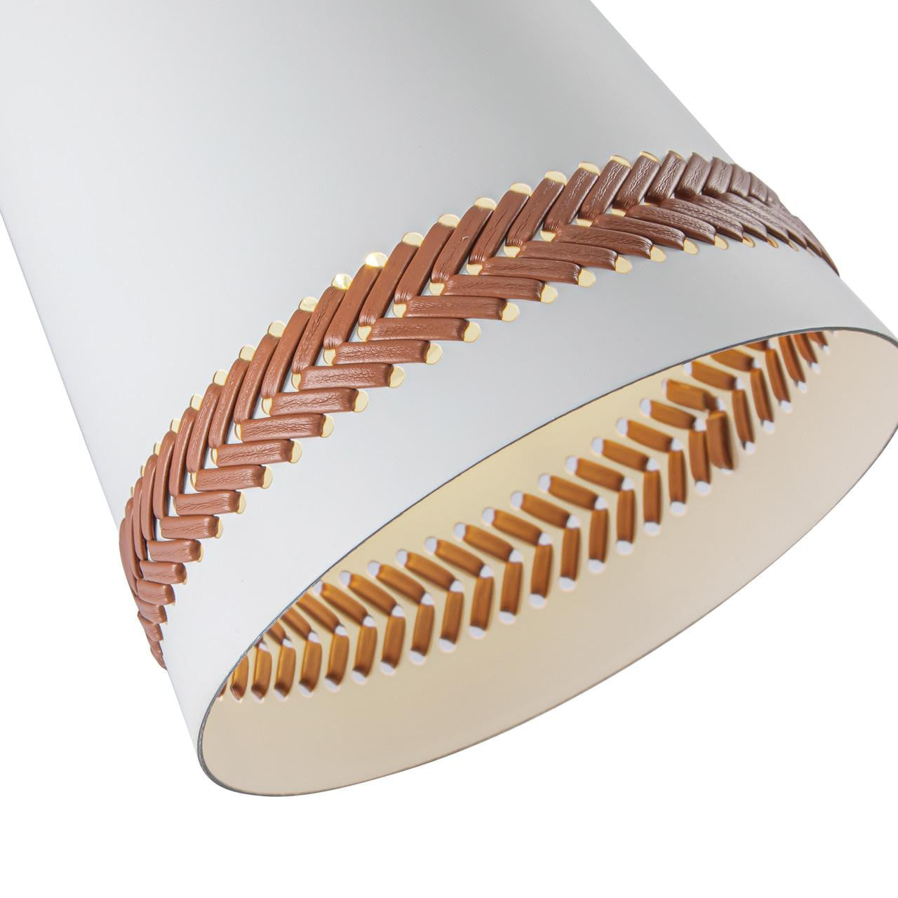 Alora Lighting Brickell Wall/Vanity Light, 1-Light, Matte White, Hazelnut Leather, 29.25"E