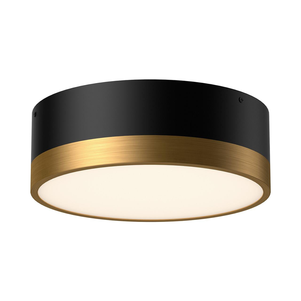 Alora Lighting Brisbane 12-in 2 Light Flush Mount Aged Gold, Matte Black