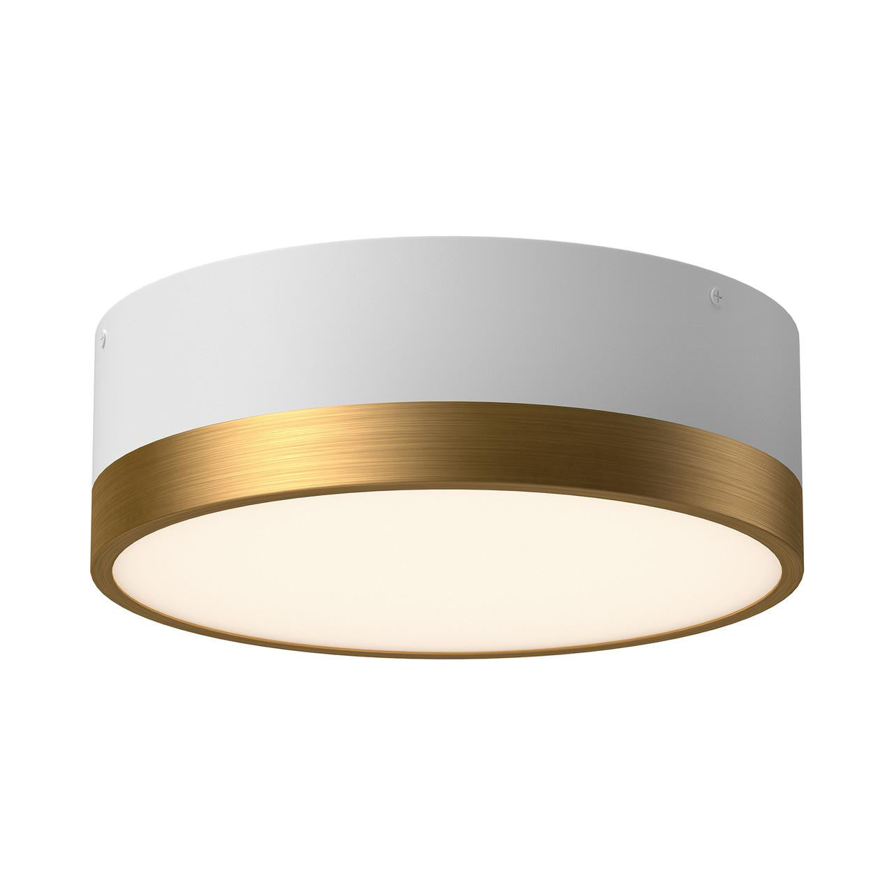 Alora Lighting Brisbane Flush Mount, 2-Light, Aged Gold, White, 12"D