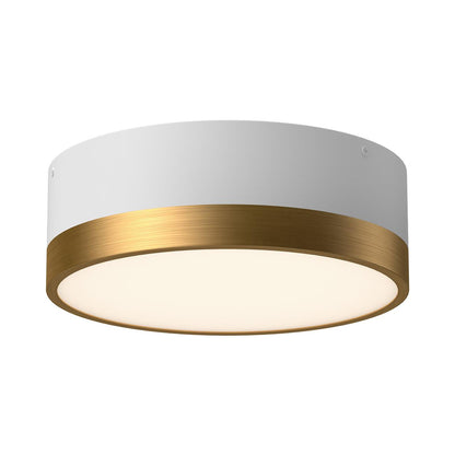 Alora Lighting Brisbane Flush Mount, 2-Light, Aged Gold, White, 12"D