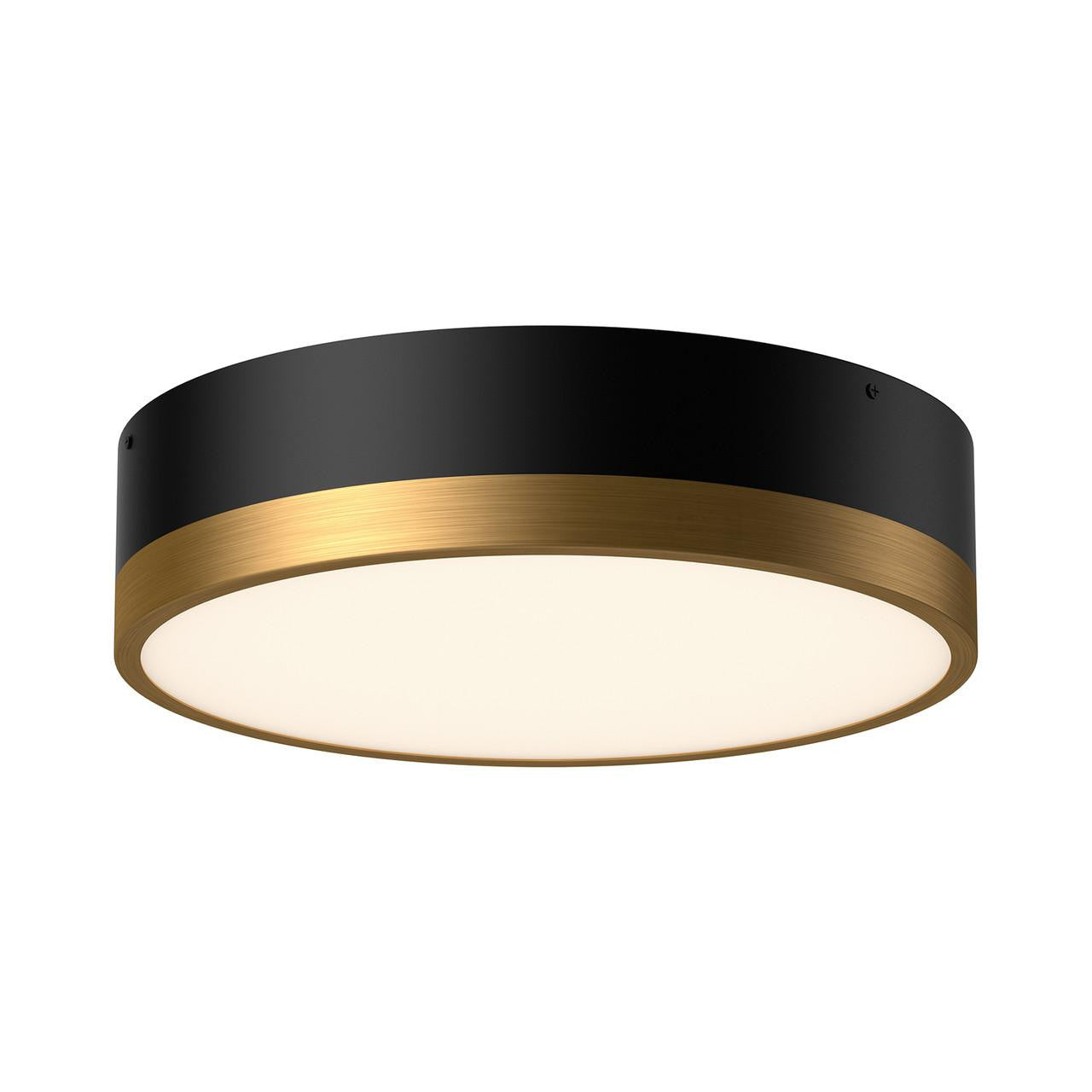 Alora Lighting Brisbane 3 Light Flush Mount Aged Gold, Matte Black
