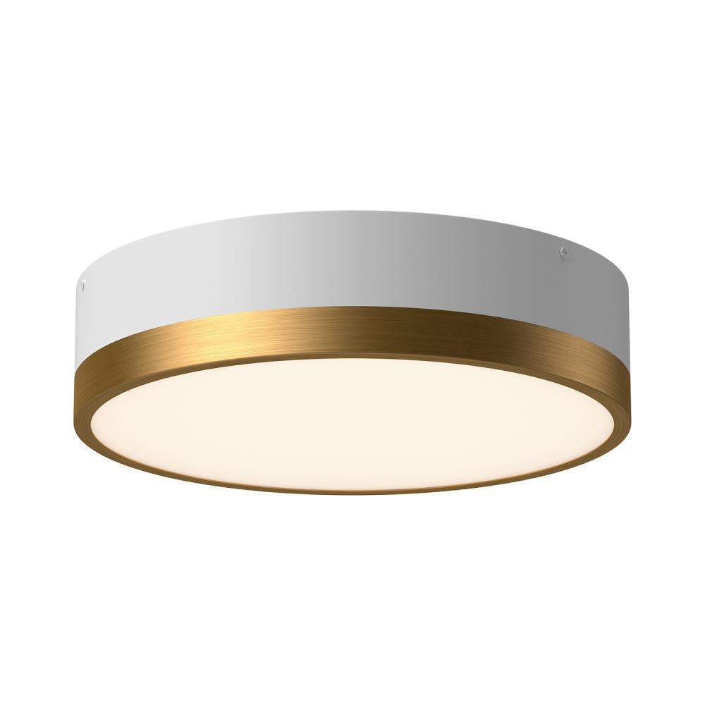 Alora Lighting Brisbane Flush Mount, 3-Light, Aged Gold, White, 16"D