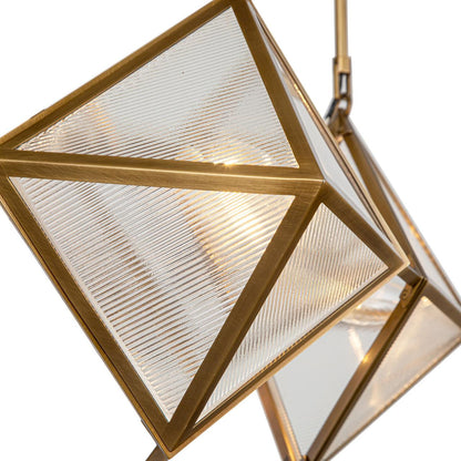 Alora Lighting Cairo Candelabra Chandelier, 4-Light, Vintage Brass, Ribbed Glass, 21"D