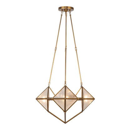 Alora Lighting Cairo Candelabra Chandelier, 4-Light, Vintage Brass, Ribbed Glass, 21"D