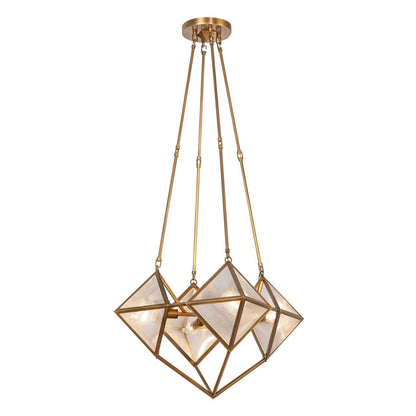 Alora Lighting Cairo Candelabra Chandelier, 4-Light, Vintage Brass, Ribbed Glass, 21"D