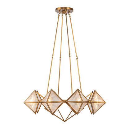 Alora Lighting Cairo Candelabra Chandelier, 8-Light, Vintage Brass, Ribbed Glass, 30"D