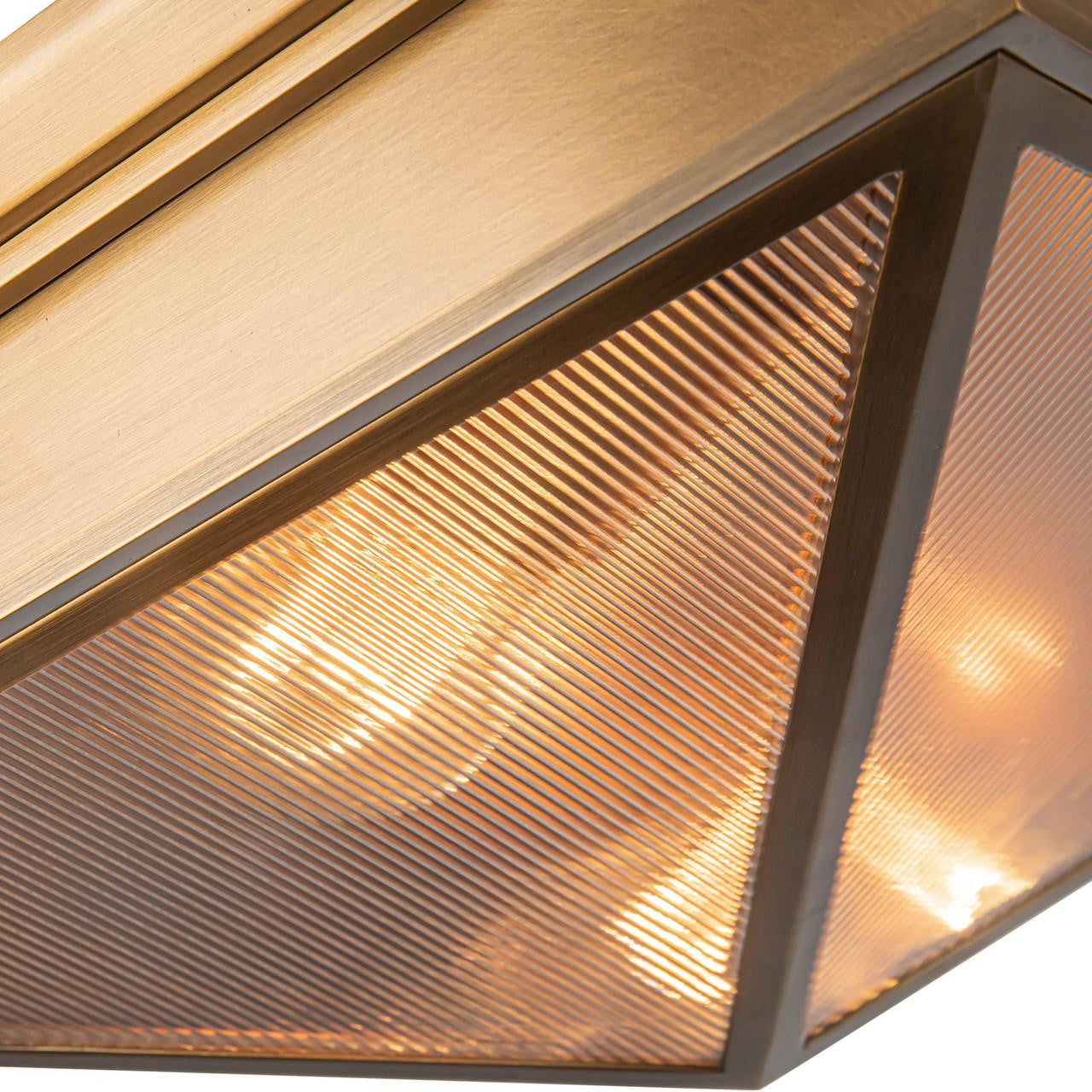 Alora Lighting Cairo Flush Mount, 2-Light, Vintage Brass, Ribbed Glass, 14.63"W"