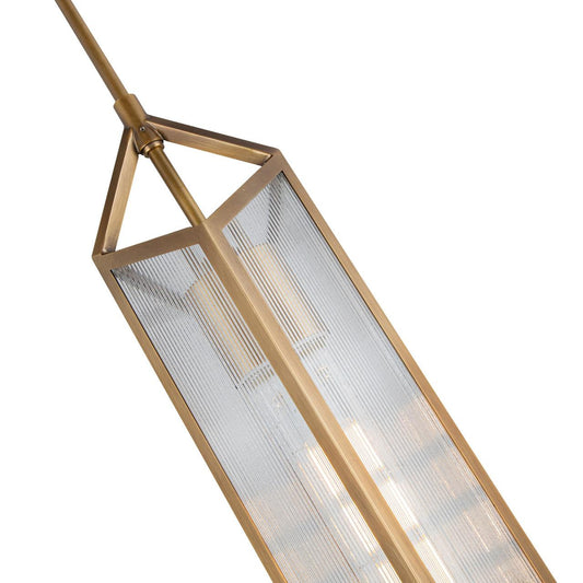 Alora Lighting Cairo Pendant, 1-Light, Vintage Brass, Ribbed Glass, 19.38"H