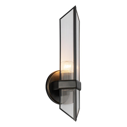 Alora Lighting Cairo Wall/Vanity Light, 1-Light, Urban Bronze, Ribbed Glass, 15.13"H