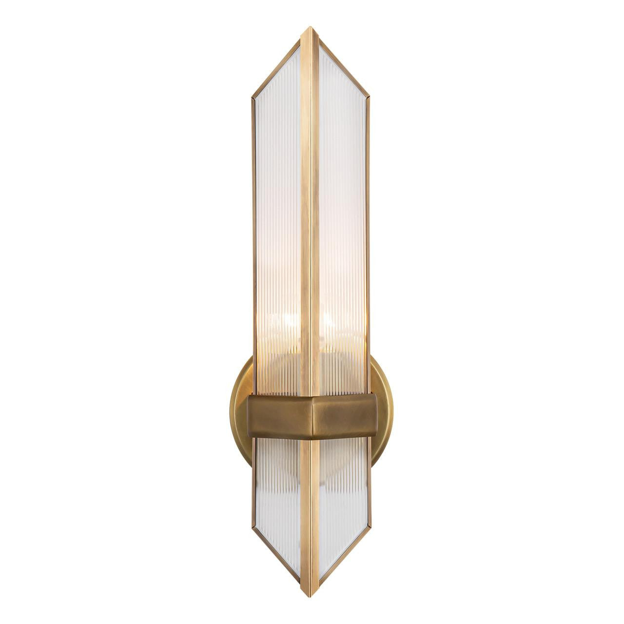 Alora Lighting Cairo Wall/Vanity Light, 1-Light, Vintage Brass, Ribbed Glass, 15.13"H