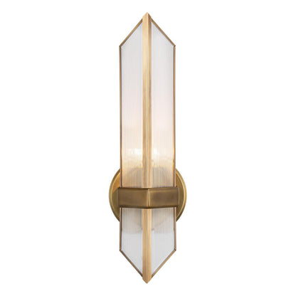 Alora Lighting Cairo Wall/Vanity Light, 1-Light, Vintage Brass, Ribbed Glass, 15.13"H
