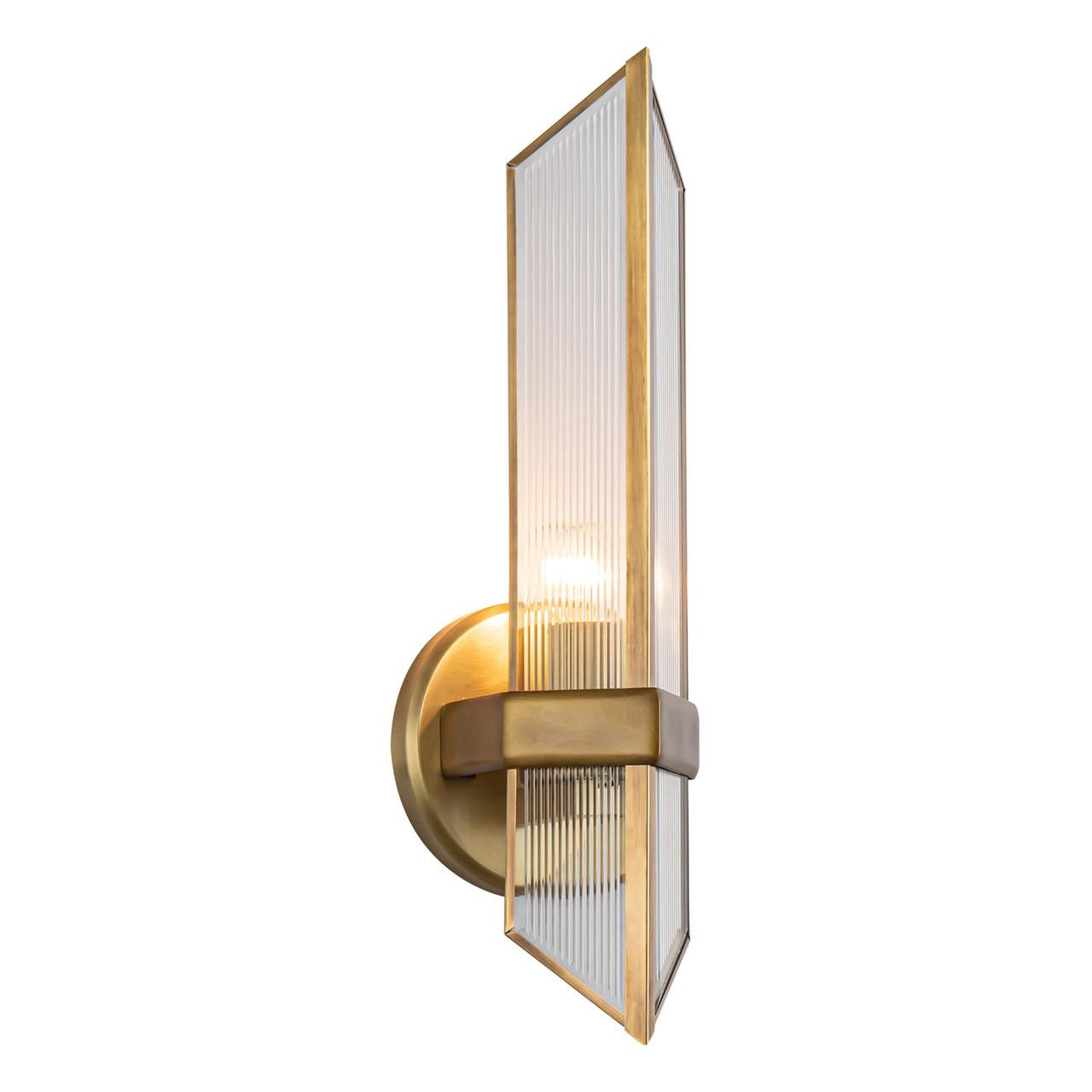 Alora Lighting Cairo Wall/Vanity Light, 1-Light, Vintage Brass, Ribbed Glass, 15.13"H