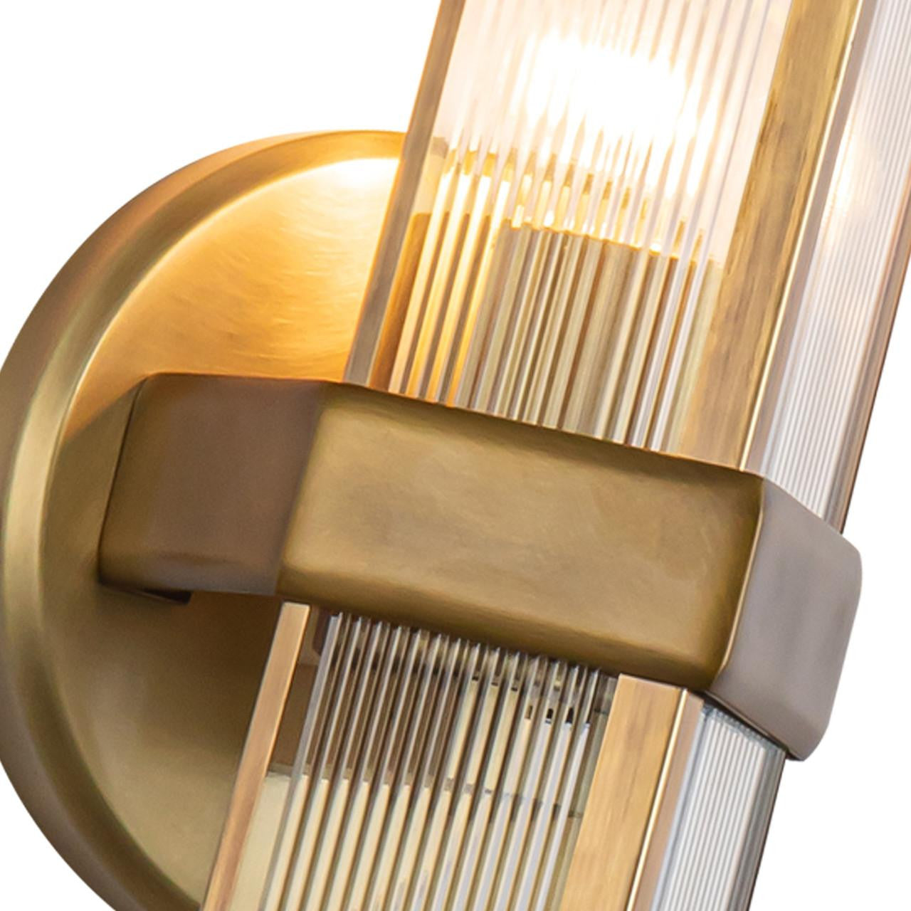 Alora Lighting Cairo Wall/Vanity Light, 1-Light, Vintage Brass, Ribbed Glass, 15.13"H