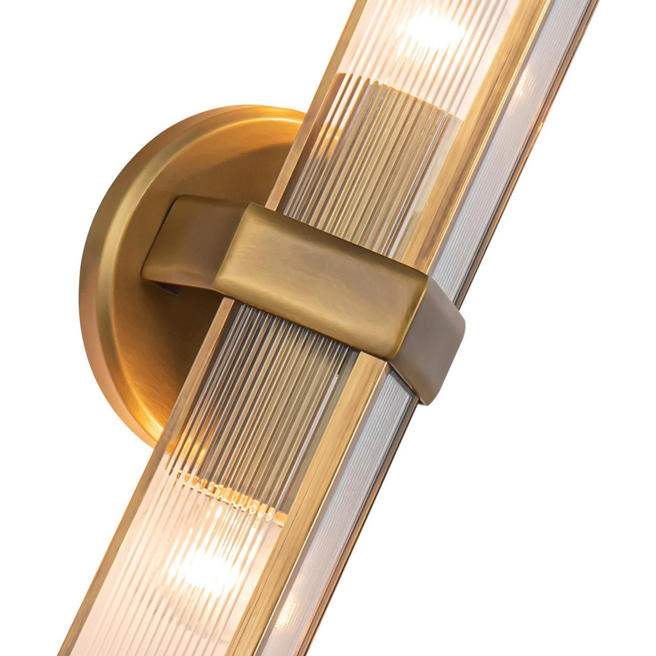 Alora Lighting Cairo Wall/Vanity Light, 2-Light, Vintage Brass, Ribbed Glass, 15.13"H