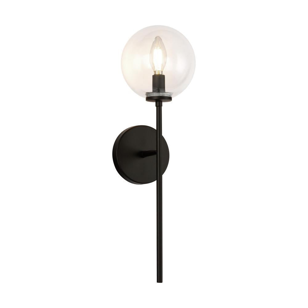 Alora Lighting Cassia 1 Head Matte Black/Clear Glass 1 Light Wall Vanity