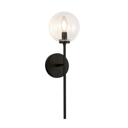 Alora Lighting Cassia 1 Head Matte Black/Clear Glass 1 Light Wall Vanity