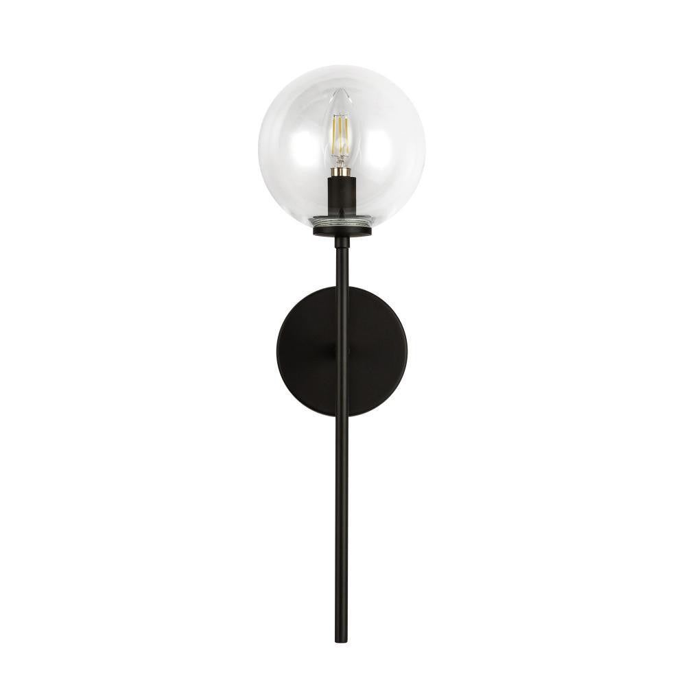 Alora Lighting Cassia 1 Head Matte Black/Clear Glass 1 Light Wall Vanity