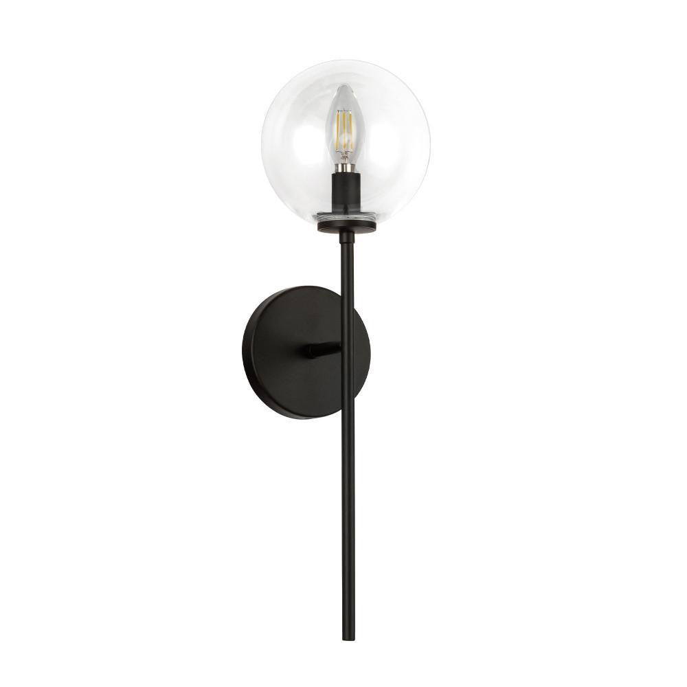 Alora Lighting Cassia 1 Head Matte Black/Clear Glass 1 Light Wall Vanity