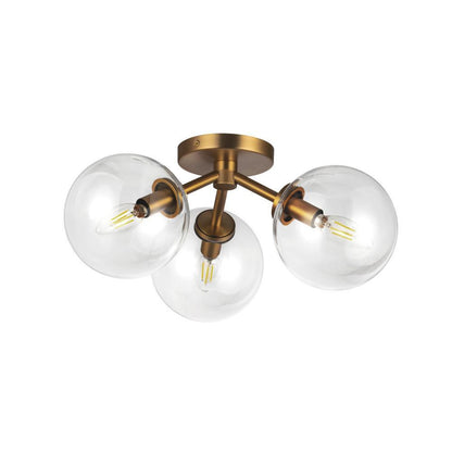 Alora Lighting Cassia 15-in Aged Brass/Clear Glass 3 Lights Semi-Flush