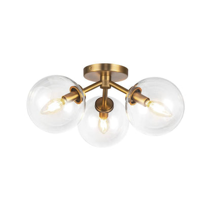 Alora Lighting Cassia 15-in Aged Brass/Clear Glass 3 Lights Semi-Flush