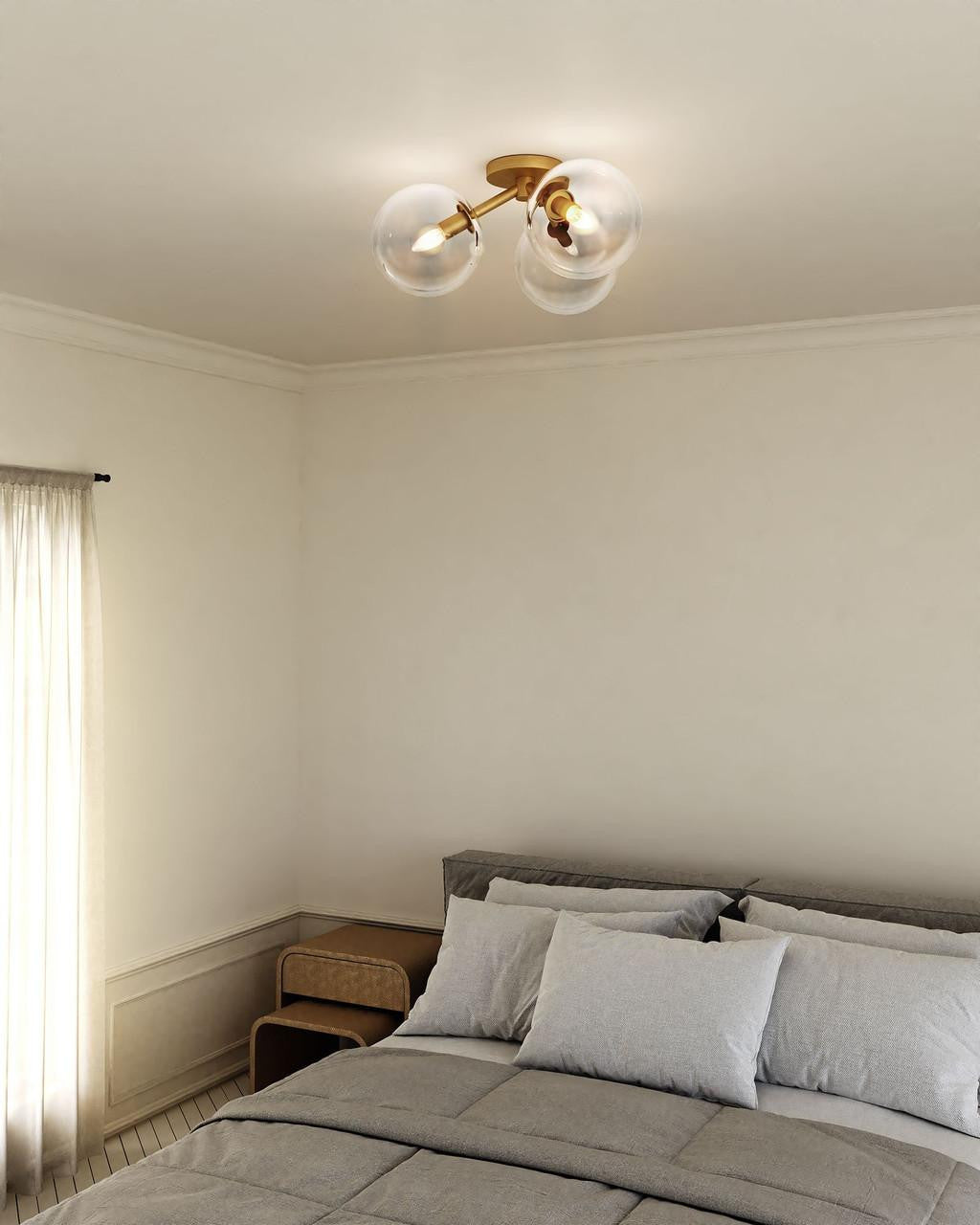 Alora Lighting Cassia 15-in Aged Brass/Clear Glass 3 Lights Semi-Flush