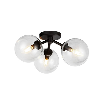 Alora Lighting Cassia 15-in Matte Black/Clear Glass 3 Lights Semi-Flush