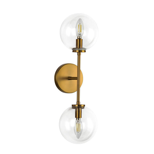 Alora Lighting Cassia 20-in Aged Brass/Clear Glass 2 Lights Wall Vanity