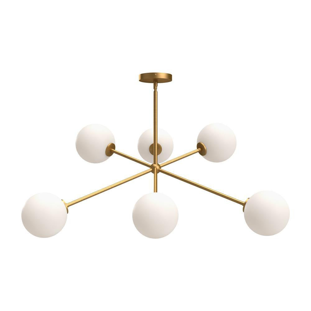 Alora Lighting Cassia 6 Light Chandelier Aged Gold, Opal Matte Glass