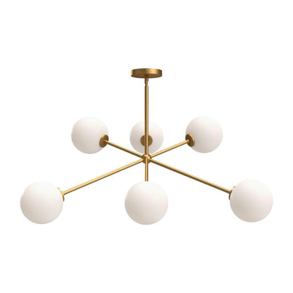Alora Lighting Cassia 6 Light Chandelier Aged Gold, Opal Matte Glass