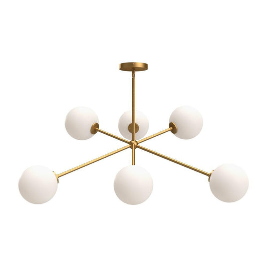 Alora Lighting Cassia 6 Light Chandelier Aged Gold, Opal Matte Glass