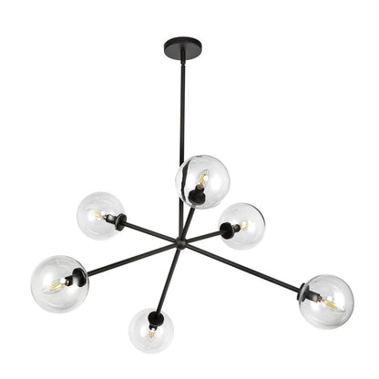 Alora Lighting Cassia 40-in Matte Black/Clear Glass 6 Lights Chandelier