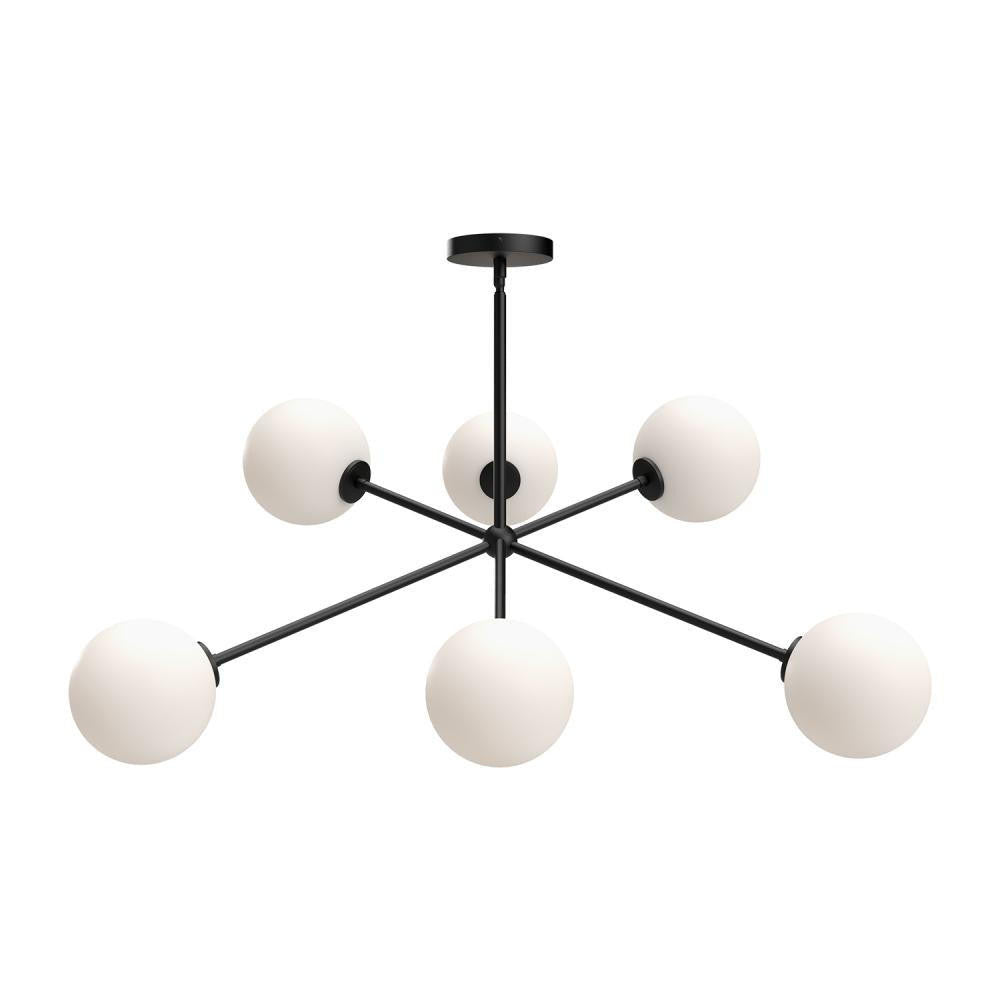 Alora Lighting Cassia Chandelier, 6-Light, Matte Black, Opal Matte Glass, 39.5"D (CH549640MBOP 706TTJW)