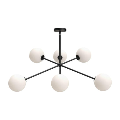 Alora Lighting Cassia Chandelier, 6-Light, Matte Black, Opal Matte Glass, 39.5"D (CH549640MBOP 706TTJW)