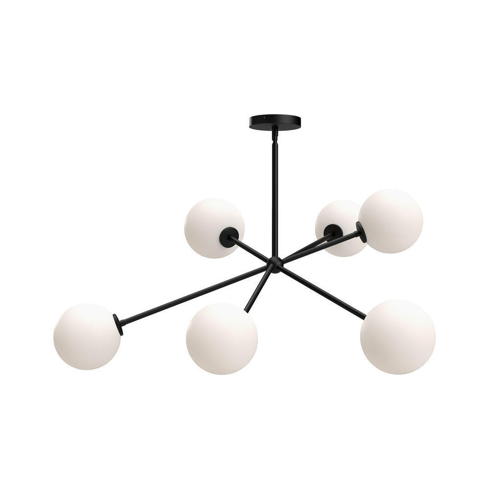Alora Lighting Cassia Chandelier, 6-Light, Matte Black, Opal Matte Glass, 39.5"D (CH549640MBOP 706TTJW)