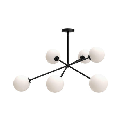 Alora Lighting Cassia Chandelier, 6-Light, Matte Black, Opal Matte Glass, 39.5"D (CH549640MBOP 706TTJW)