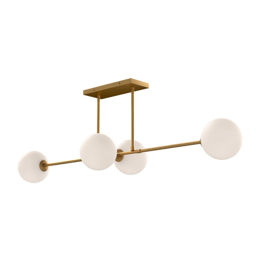 Alora Lighting Cassia Linear Chandelier Aged Gold, Opal Matte Glass